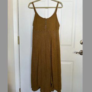 Free People Mustard Brown Midi Dress